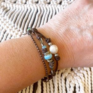 Leather and Turquoise Bracelet